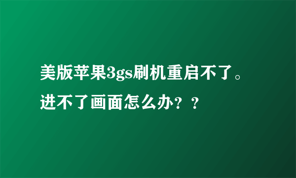 美版苹果3gs刷机重启不了。进不了画面怎么办？？