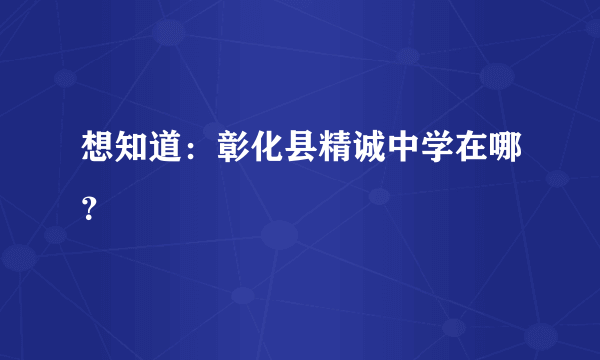 想知道：彰化县精诚中学在哪？