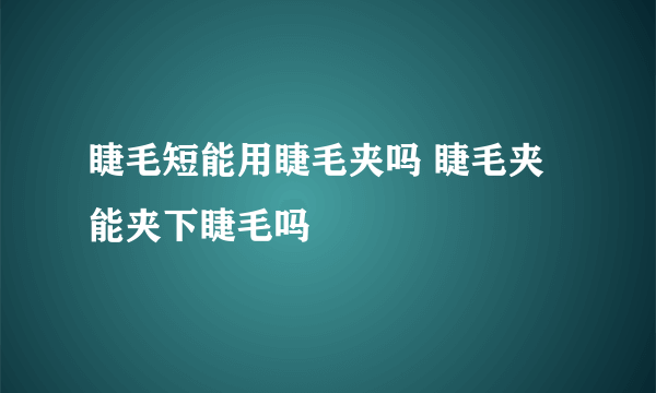 睫毛短能用睫毛夹吗 睫毛夹能夹下睫毛吗