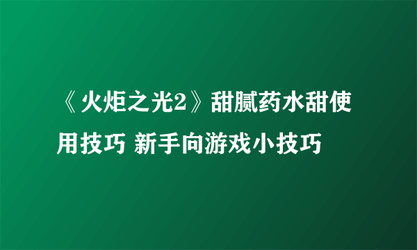 《火炬之光2》甜腻药水甜使用技巧 新手向游戏小技巧