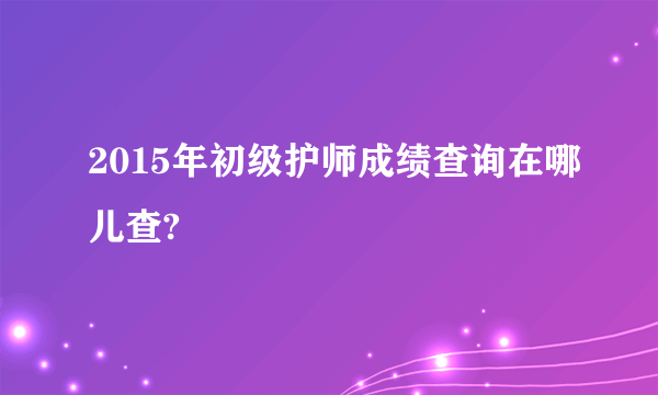 2015年初级护师成绩查询在哪儿查?