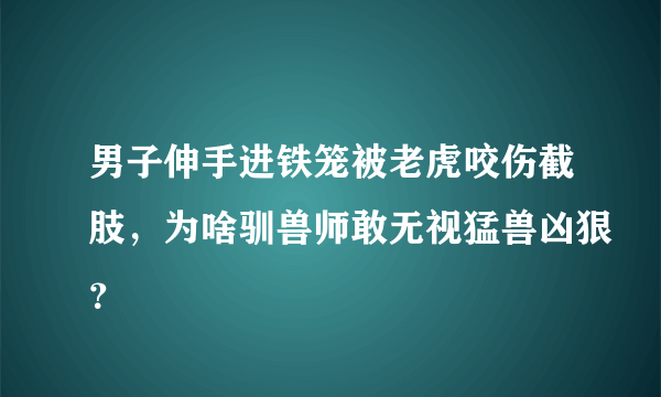 男子伸手进铁笼被老虎咬伤截肢，为啥驯兽师敢无视猛兽凶狠？