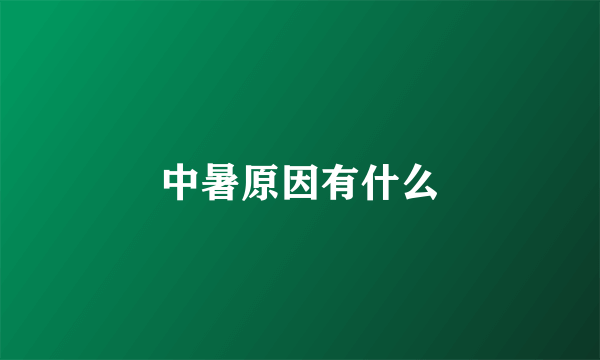 中暑原因有什么