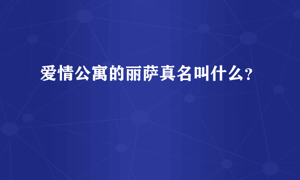 爱情公寓的丽萨真名叫什么？