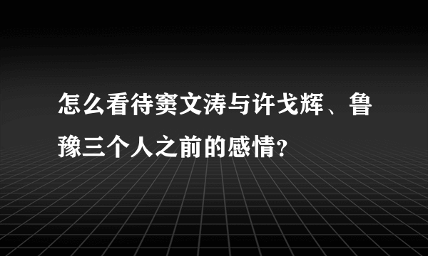 怎么看待窦文涛与许戈辉、鲁豫三个人之前的感情？