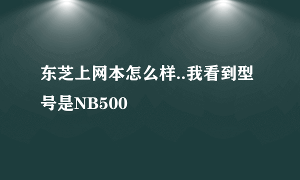 东芝上网本怎么样..我看到型号是NB500