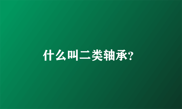 什么叫二类轴承？