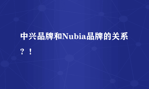 中兴品牌和Nubia品牌的关系？！