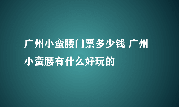 广州小蛮腰门票多少钱 广州小蛮腰有什么好玩的