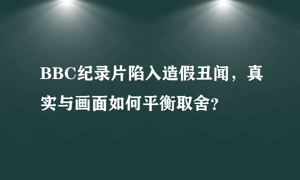 BBC纪录片陷入造假丑闻，真实与画面如何平衡取舍？