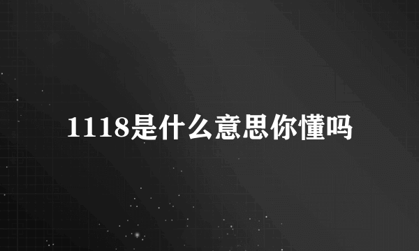 1118是什么意思你懂吗