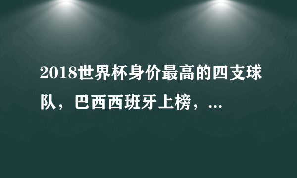 2018世界杯身价最高的四支球队，巴西西班牙上榜，第一82亿！