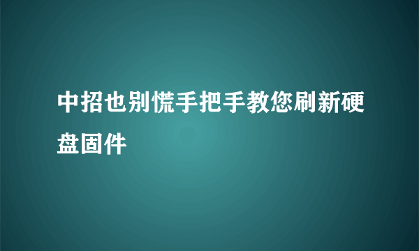 中招也别慌手把手教您刷新硬盘固件