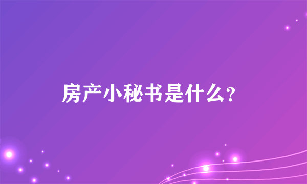 房产小秘书是什么？