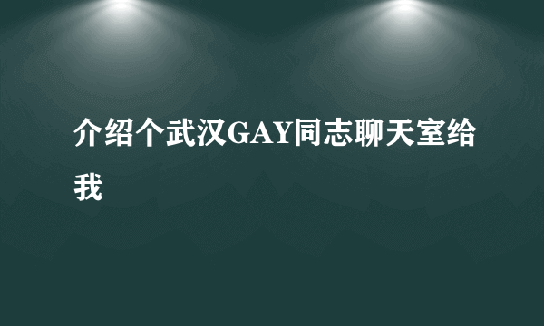 介绍个武汉GAY同志聊天室给我