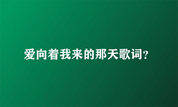 爱向着我来的那天歌词？