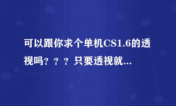 可以跟你求个单机CS1.6的透视吗？？？只要透视就好、玩单机练手用的、