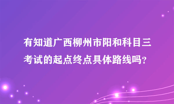 有知道广西柳州市阳和科目三考试的起点终点具体路线吗？