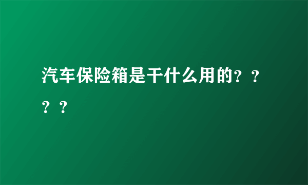 汽车保险箱是干什么用的？？？？