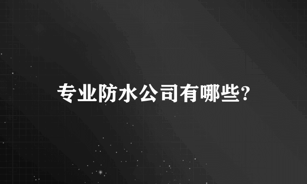 专业防水公司有哪些?