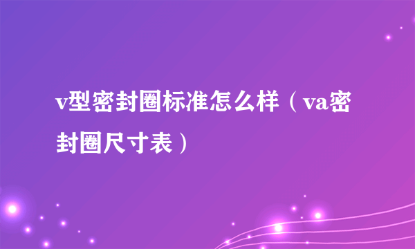 v型密封圈标准怎么样（va密封圈尺寸表）