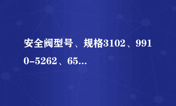 安全阀型号、规格3102、9910-5262、6592是什么意思？