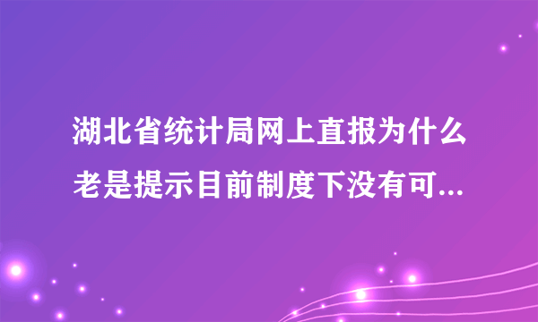 湖北省统计局网上直报为什么老是提示目前制度下没有可填报的报表