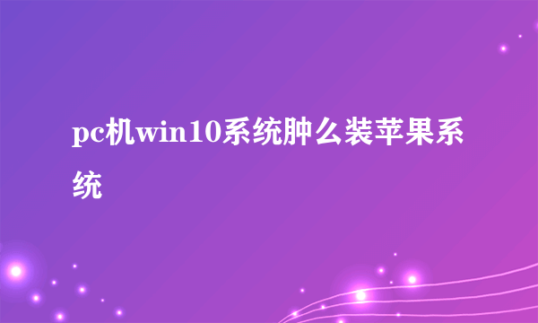 pc机win10系统肿么装苹果系统