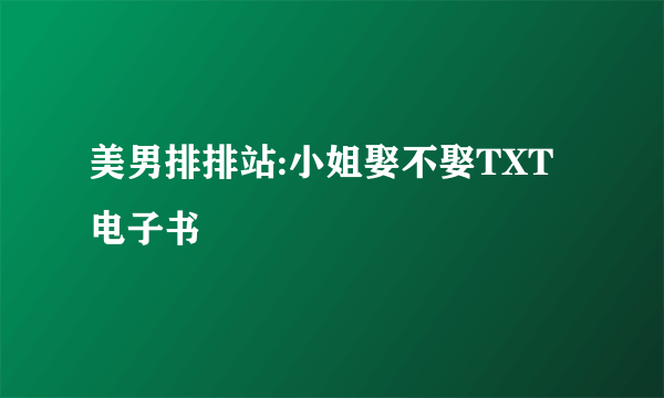 美男排排站:小姐娶不娶TXT电子书