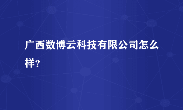 广西数博云科技有限公司怎么样？