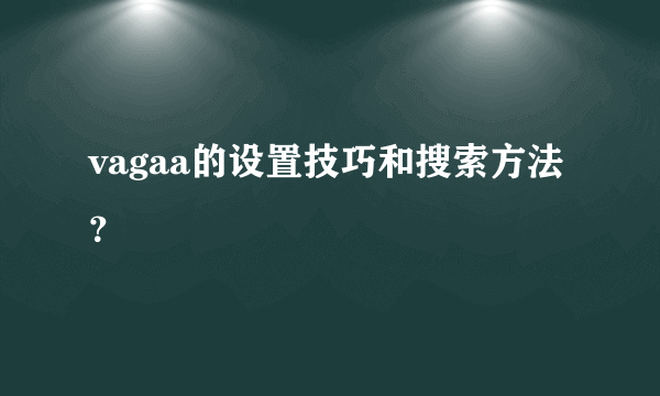 vagaa的设置技巧和搜索方法？