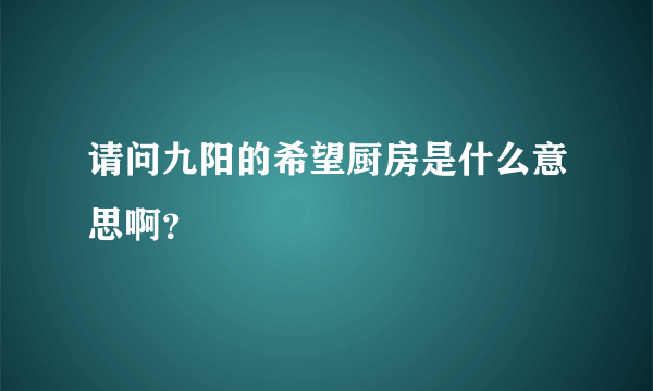 请问九阳的希望厨房是什么意思啊？