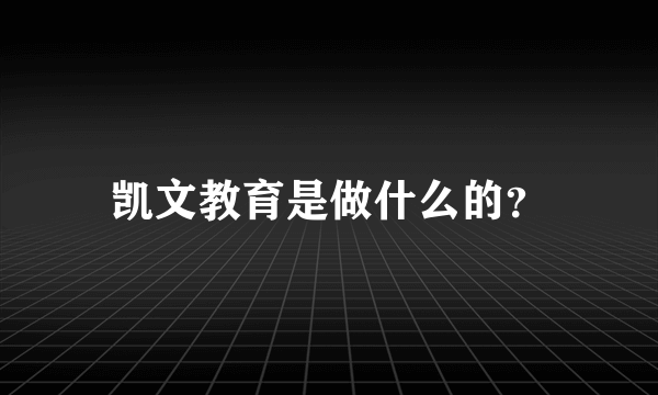 凯文教育是做什么的？