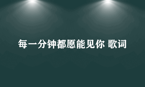 每一分钟都愿能见你 歌词