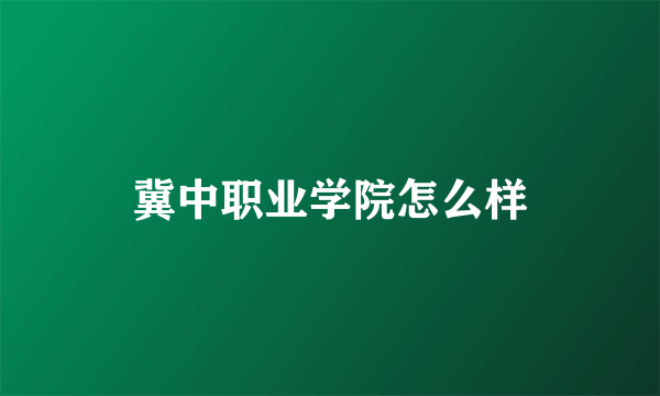 冀中职业学院怎么样