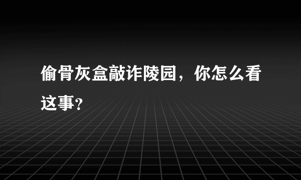 偷骨灰盒敲诈陵园，你怎么看这事？