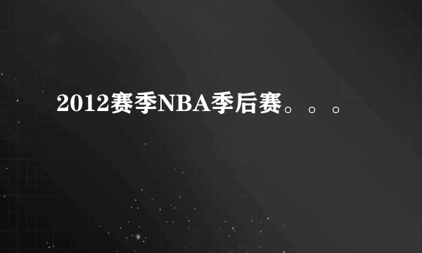 2012赛季NBA季后赛。。。