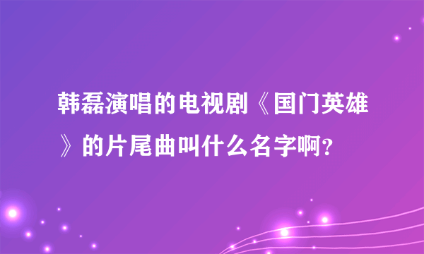 韩磊演唱的电视剧《国门英雄》的片尾曲叫什么名字啊？