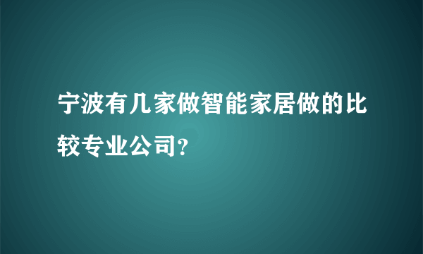 宁波有几家做智能家居做的比较专业公司？