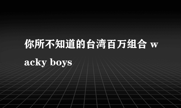 你所不知道的台湾百万组合 wacky boys