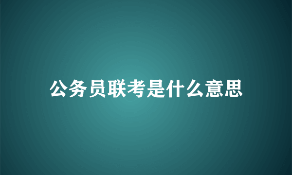 公务员联考是什么意思