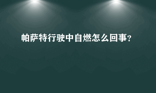 帕萨特行驶中自燃怎么回事？