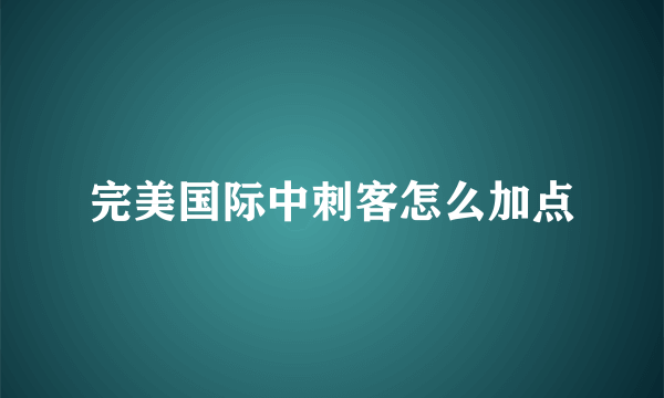 完美国际中刺客怎么加点