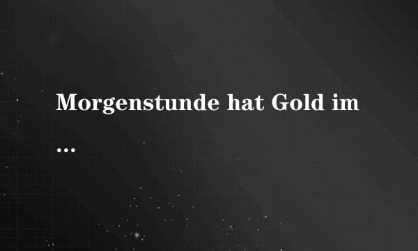 Morgenstunde hat Gold im Munde 这句德语什么意思？