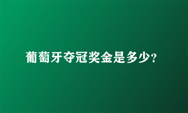 葡萄牙夺冠奖金是多少？