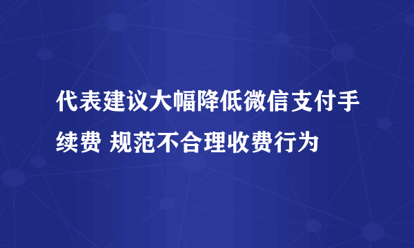 代表建议大幅降低微信支付手续费 规范不合理收费行为