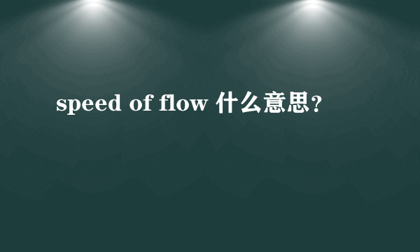 speed of flow 什么意思？