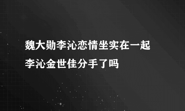 魏大勋李沁恋情坐实在一起 李沁金世佳分手了吗