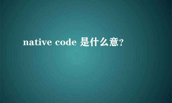 native code 是什么意？