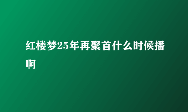 红楼梦25年再聚首什么时候播啊